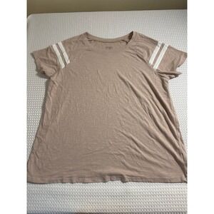 Torrid T-Shirt Women 1 Vintage‎ Slub Jersey Blush Pink Striped Sleeve EUC